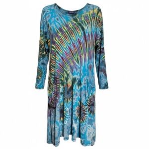 Mexicali Blues - Y2K long sleeve tie-dye dress with pockets